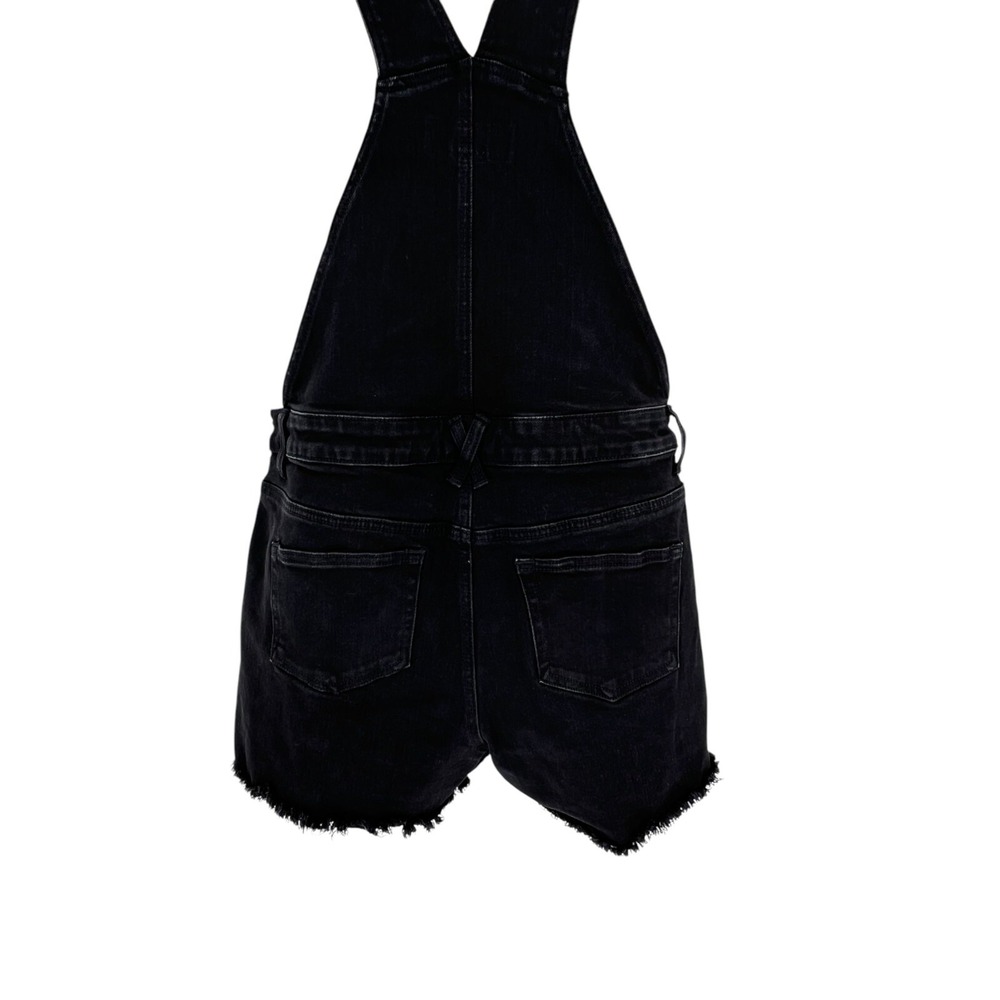 Hot Denim Women's Juniors Shortall Bib Black Denim Pockets Button Front Size M - Picture 9 of 15